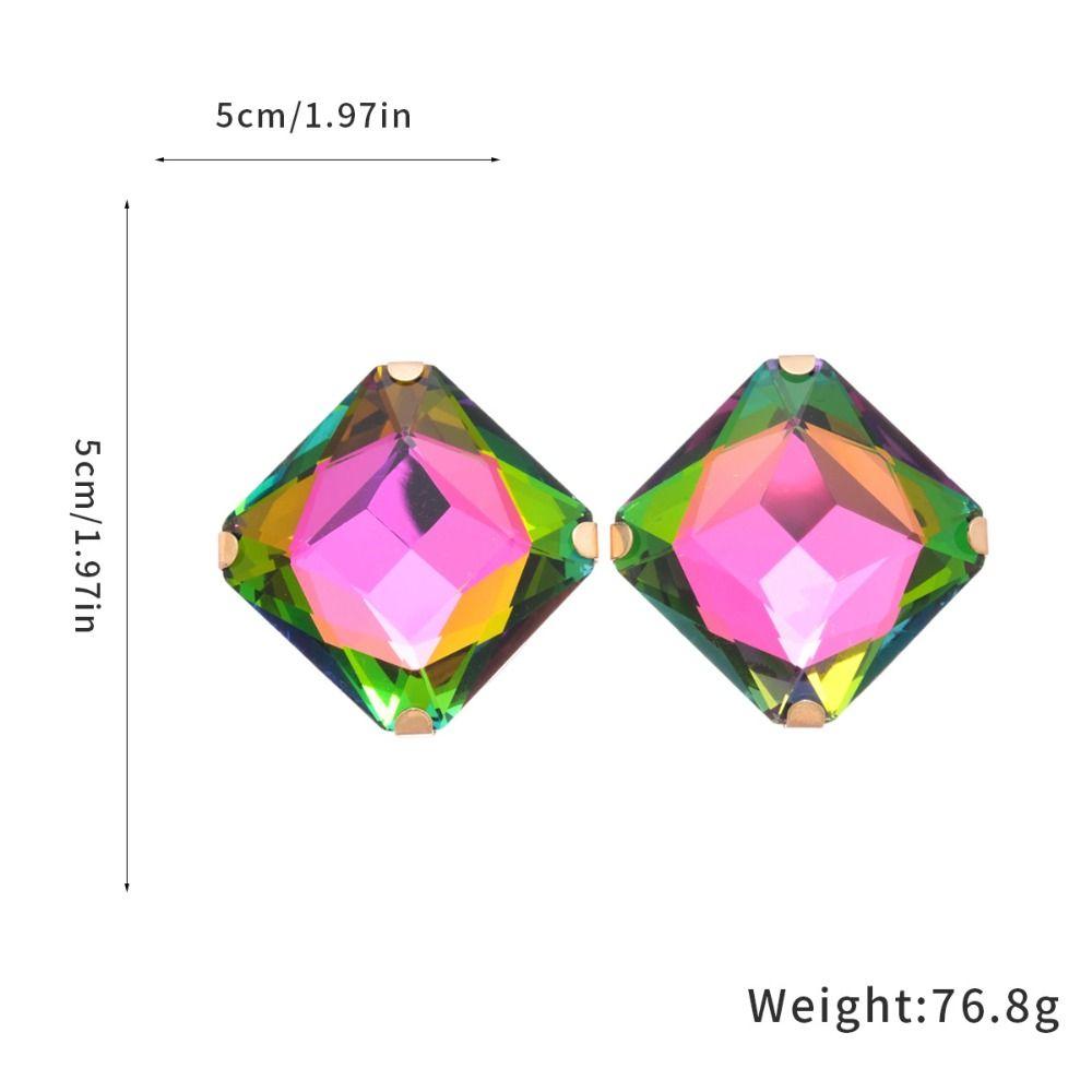 Large Size Square Rhinestone Earrings Square Shape Crystal Earrings New Large Crystal Ear Stud