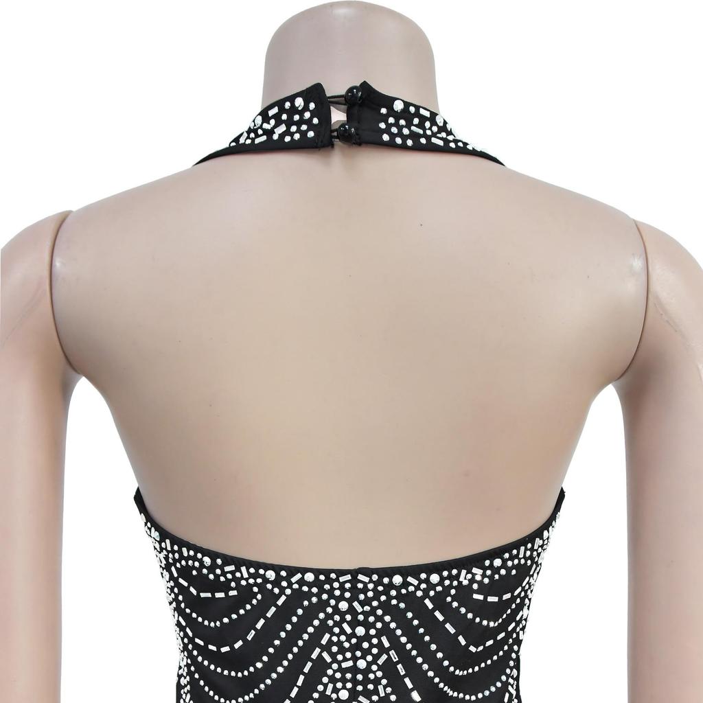 Sexy Figurbetontes Langes Damenkleid mit Strasssteinen
