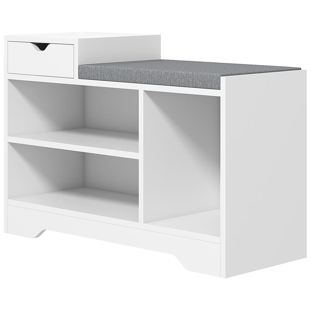 Furniture And Shoe Bench With 1 Drawer And 3 Compartments Capacity For 5 Pairs MDF 76.5L X 30D X 52H Cm