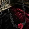 Gothic Halloween Necklace Red Rose Necklace Flower Strap-on Choker Collar