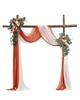 VEVOR Artificial Wedding Arch Flowers Kit, Orange Wedding Arch Flowers with Drapes Kit (Pack of 4) - 2 Pcs Floral Arrangement, 2 Pcs Sheer Drapes