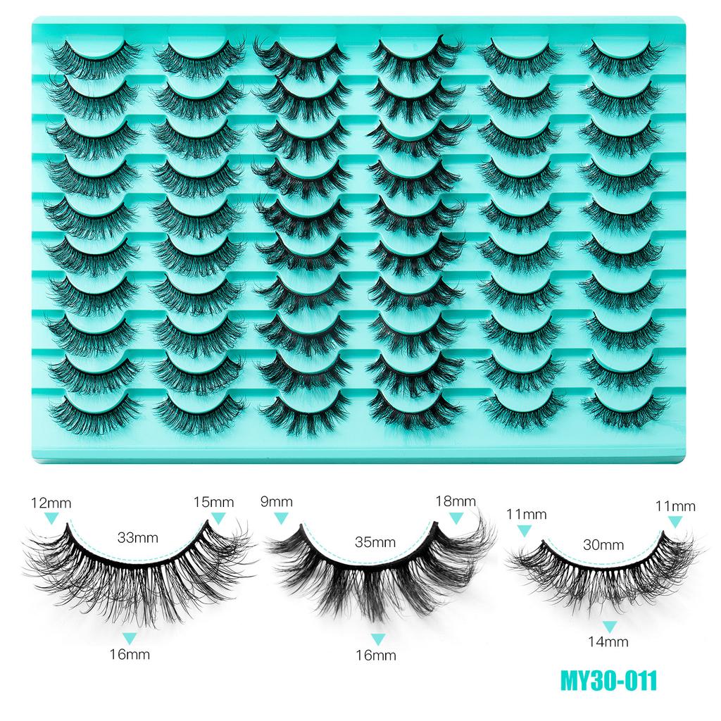 30 Pairs 6D Faux Mink Lashes Fluffy Soft Wispy Natural Eyelashes Extension Reusable Wholesale Female Makeup