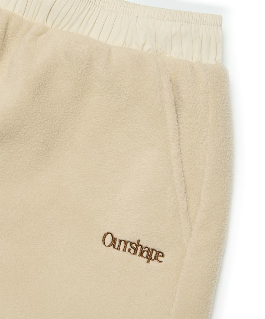 AWOSWEIB Over Shape Fleece Pants - Ivory