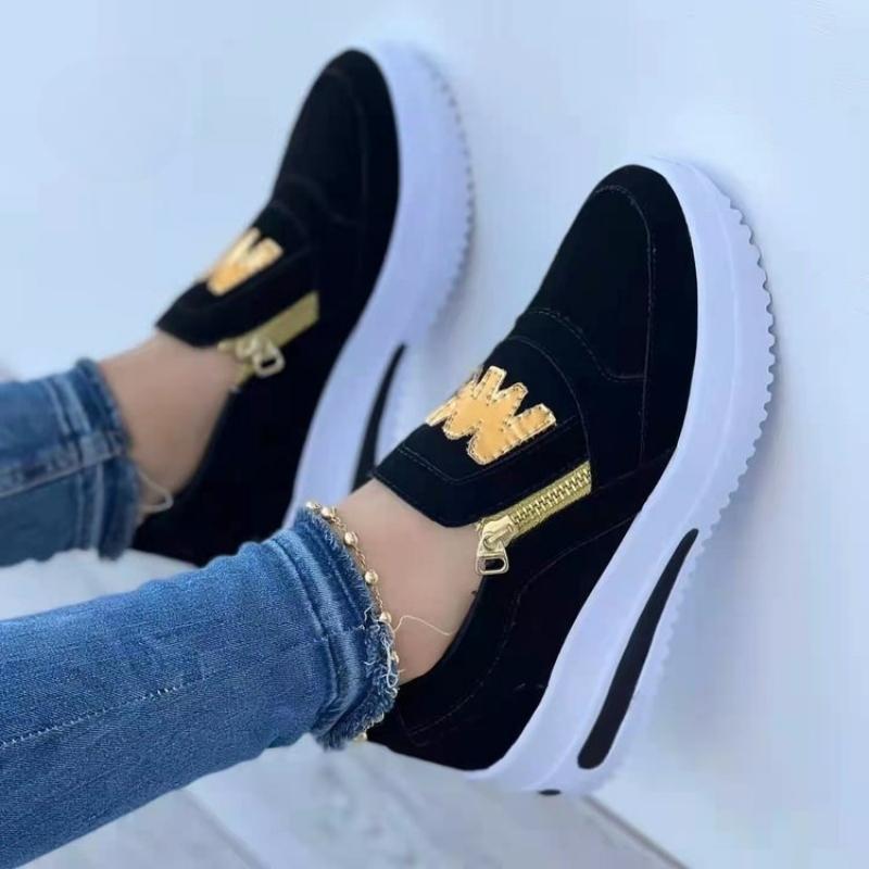 Fashion Women's Sneakers Platform Shoes Side Zipper M Printed Female Vulcanized Shoes Lightweight Casual Shoe Plus Size 43 Women Shoes