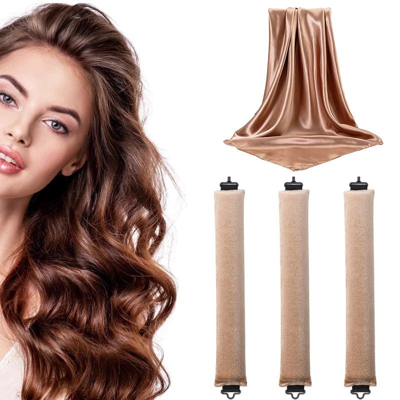 No-heat curling iron lazy sleep big wave belt 70cm silk scarf double hook type 3cm