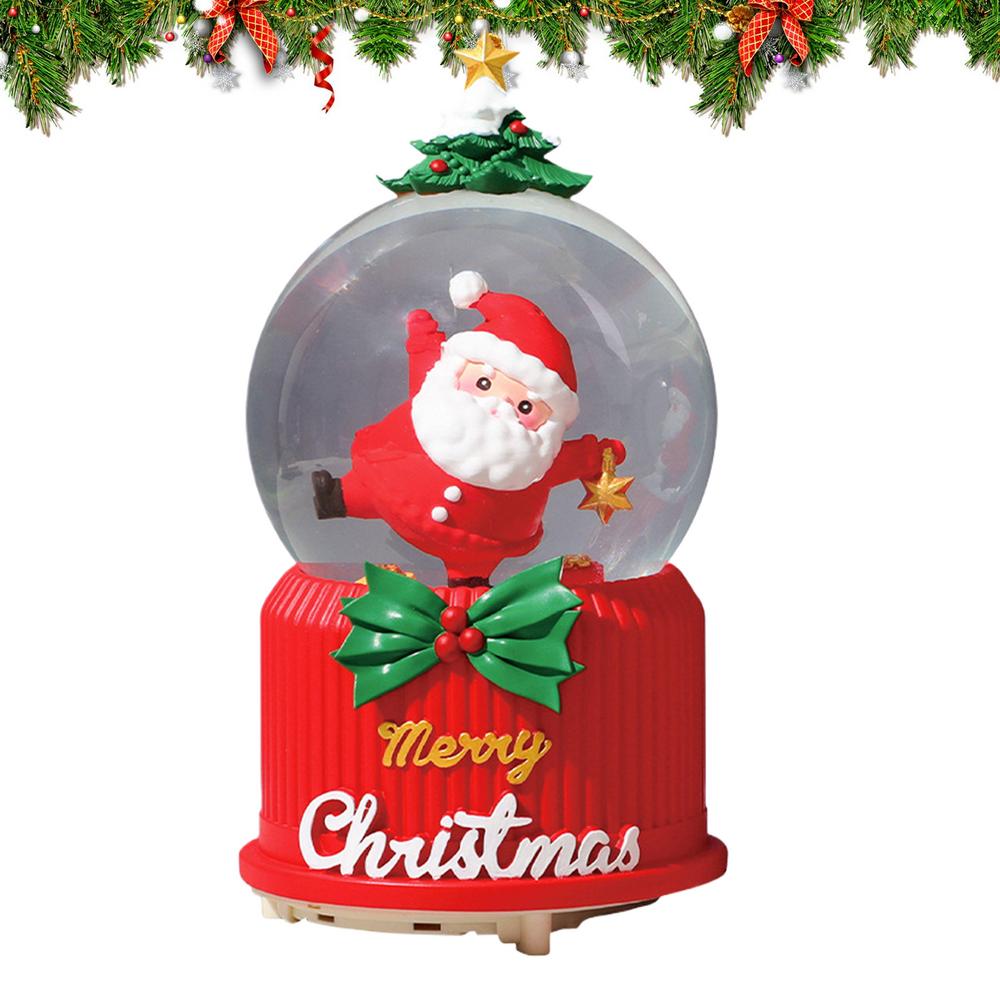 Luminous Music Box Holiday Desktop Ornaments Christmas Crystal Ball Music Box With LED Light For Holiday Desktop Ornaments