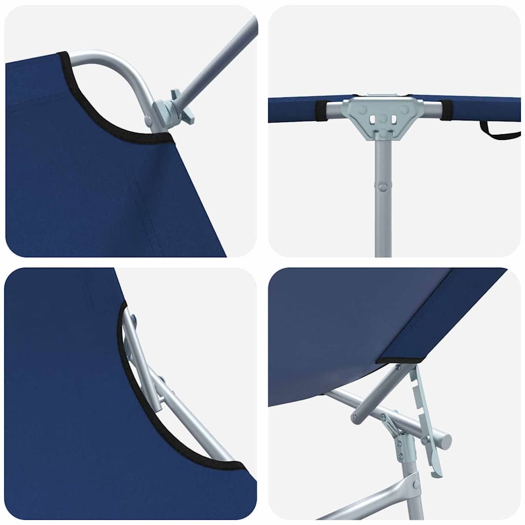 Sun Lounger 2 Pcs Blue 58 X 188 X 77 Cm Polyester
