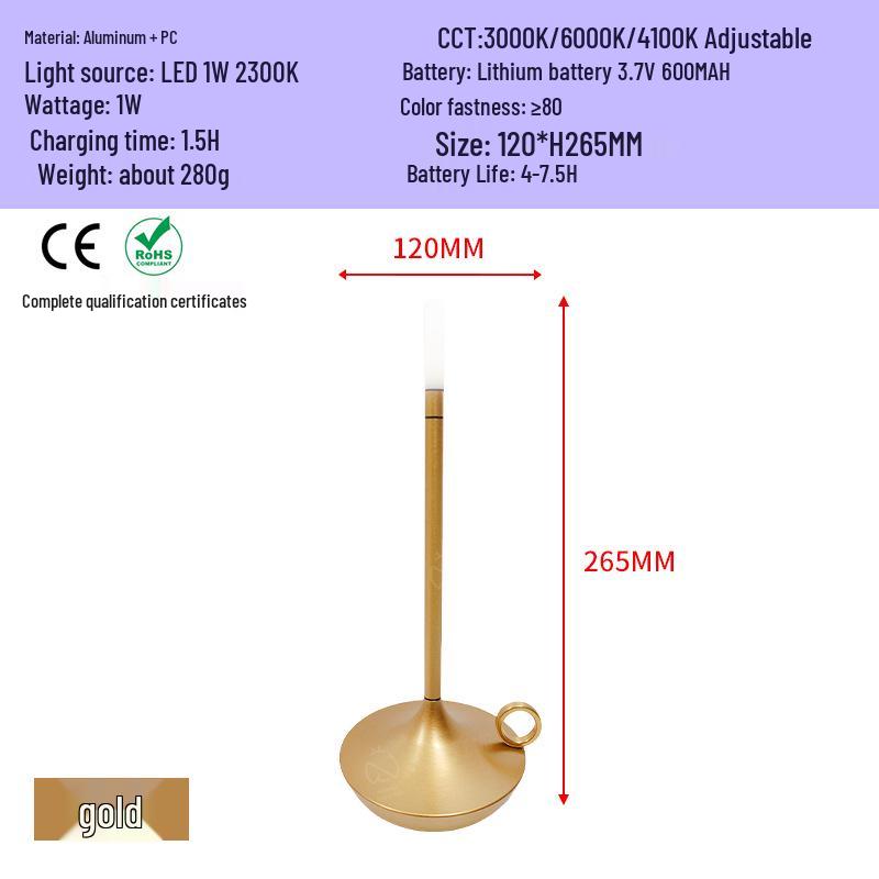 Aladdin-Style Touch Dimming Metal Desk Lamp for Camping & Outdoor Use