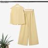 ZANZEA Women Sleeveless Vest Tops and Pants Summer Two Piece Suit Sets