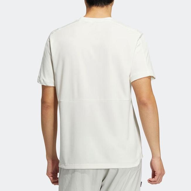 Adidas Solid Color Breathable Round Neck Short Sleeve T-Shirt Unisex Tops White HE5250