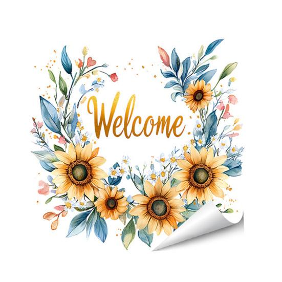 Spring Flower Wreath Window Cling Tulip/Sunflower/Rose Flower Static PVC Sticker Removable Glass Decals for Home Office Shop