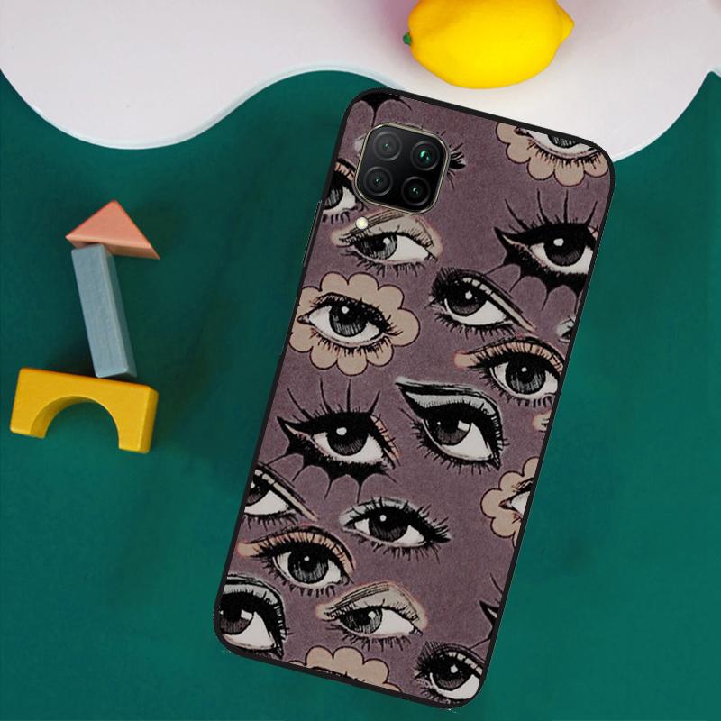 Scary Face Eyes For Huawei Nova 8i 3i 7i 11i 12i 9 10 SE Y73 Y90 Y70 Y72 Y61 Y91 P30 P40 Lite P60 Pro Case