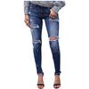 Dames hoge taille mager gat denim knoop stretch slanke broek kuitlengte jeans