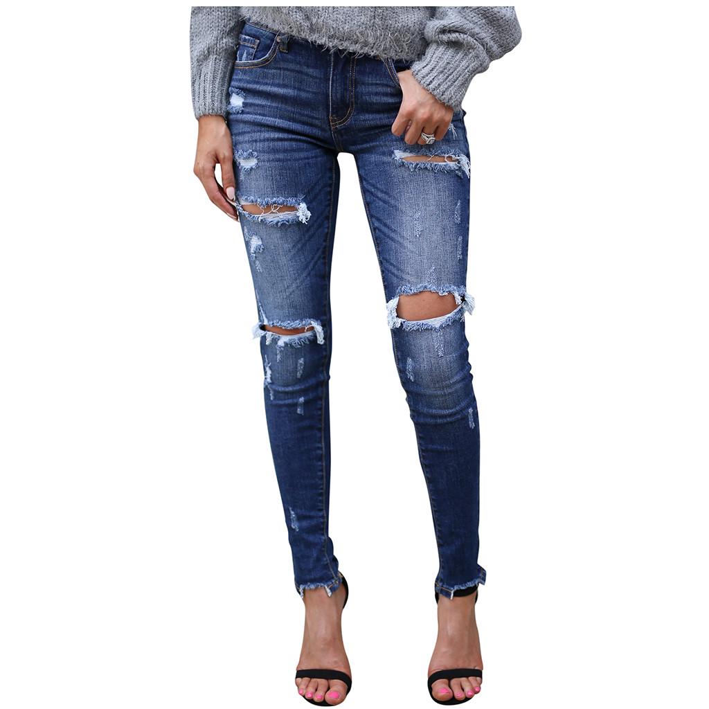 Dames hoge taille mager gat denim knoop stretch slanke broek kuitlengte jeans