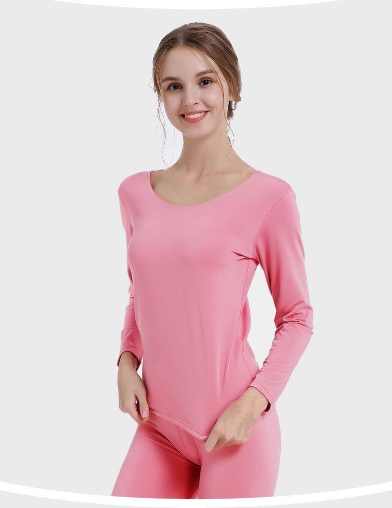 Women's Seamless Warm Round Neck Long Johns Set - Winter Style with 37° Heat Retention