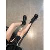 Französische Stiefeletten für Damen, dicker Absatz, dicke Sohle, erhöht, Reißverschluss hinten, Martin-Stiefel mit V-Ausschnitt, weiß, mittelhoch, kurze Stiefel