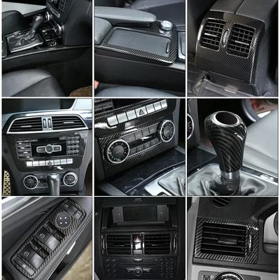 Carbon Fiber Car Interior Decoration Trim Stickers For Mercedes Benz C Class W204 C180 C200 2007-2013 Accessories