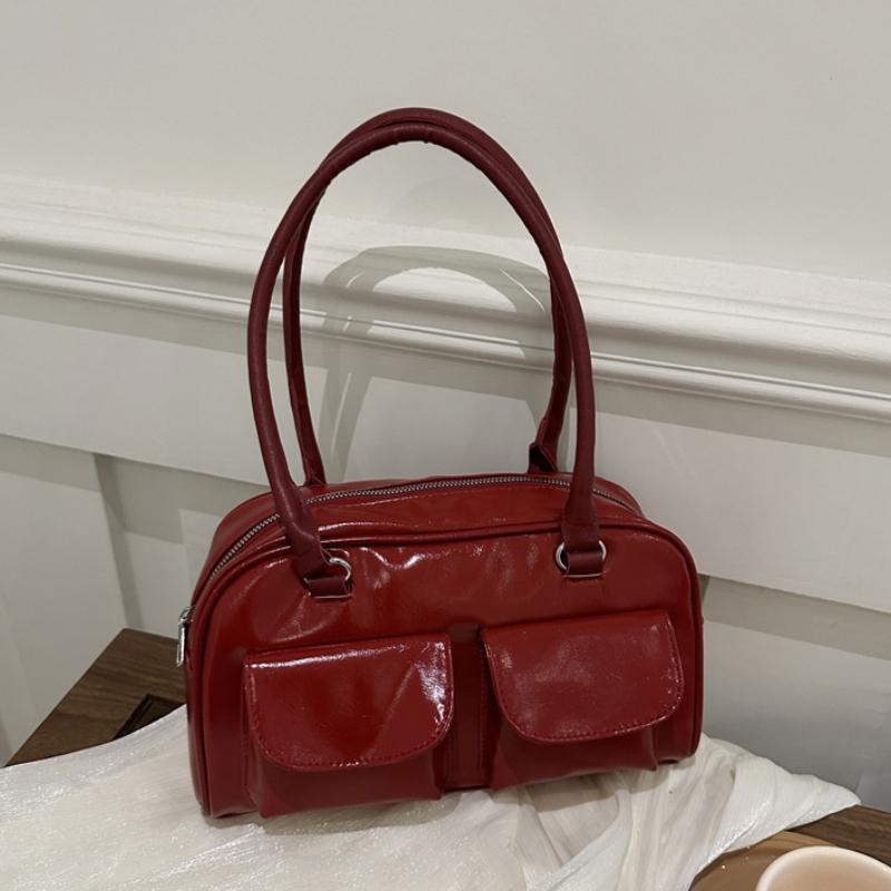All Kinds of Bowling Burgundy Bags Ladies Commute Tote Women Shoulder Bags Pu Leather Female Underarm Large Handbags Purse