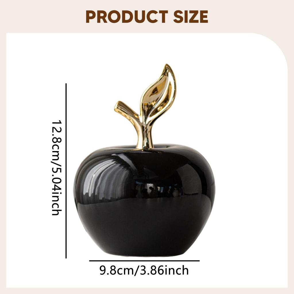 Ceramic Apple Statue Art Crafts Christmas Gift Tabletop Ornament Decorative Figurine for Bookshelf Desk Shelf Cabinet Home Decor