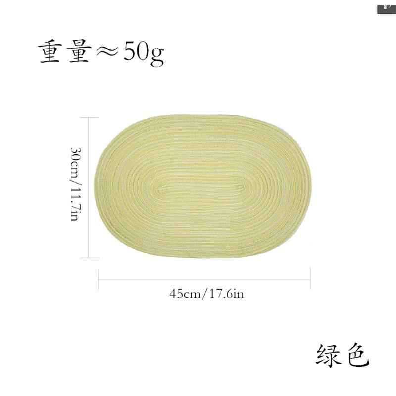 Spring and Summer New Nordic Simple Polyester Cotton Placemat Durable Coaster Hotel Decorative Western Food Mat Colored Oval Coffee Mat