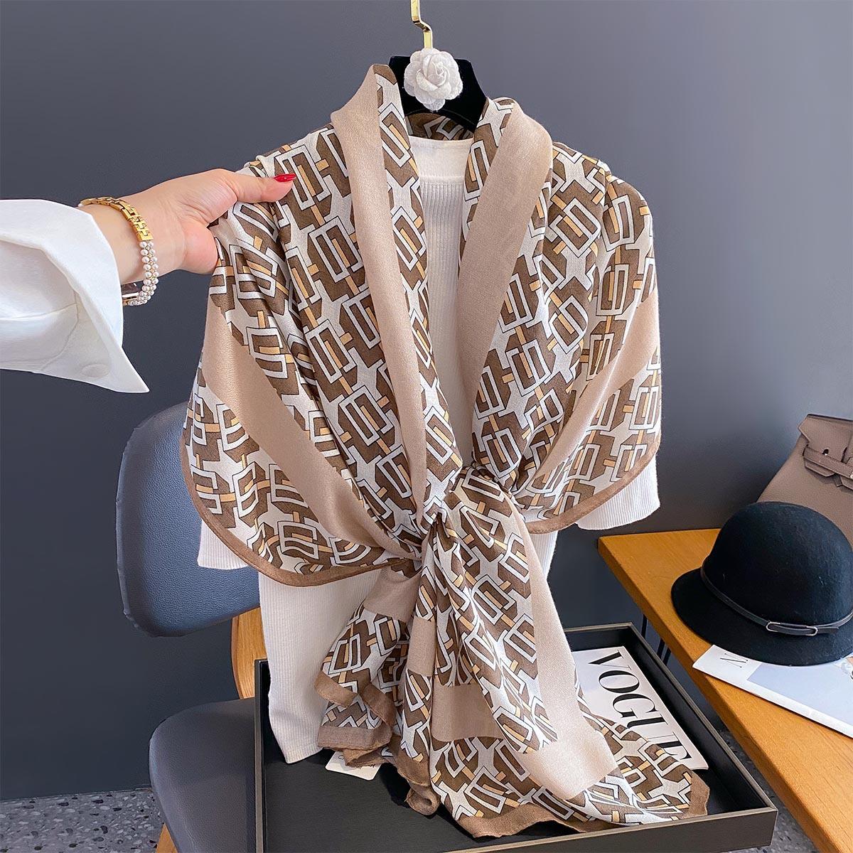 

New Style Thin Exterior with Sun Protection and Air Conditioning Room Warm Gauze Scarf Travel Sun Protection Big Shawl Temperament Neck Protection 90*180cm