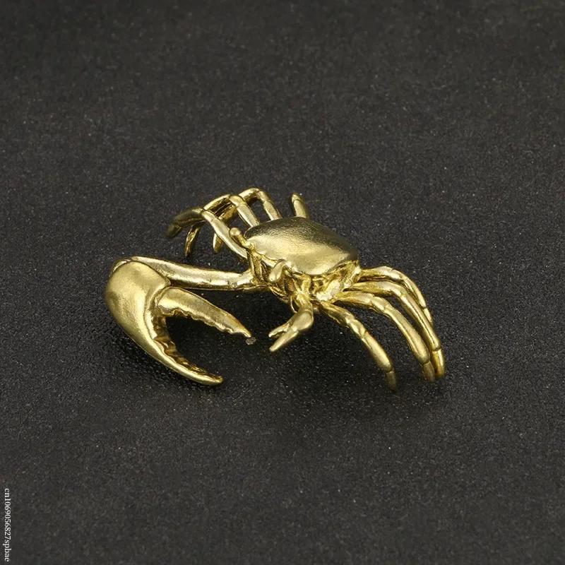 Funny Pure Brass Crab Figurines Animal Statue Miniatures Copper Ornament Home Office Desk Decoration Crafts Home Decor Nordic