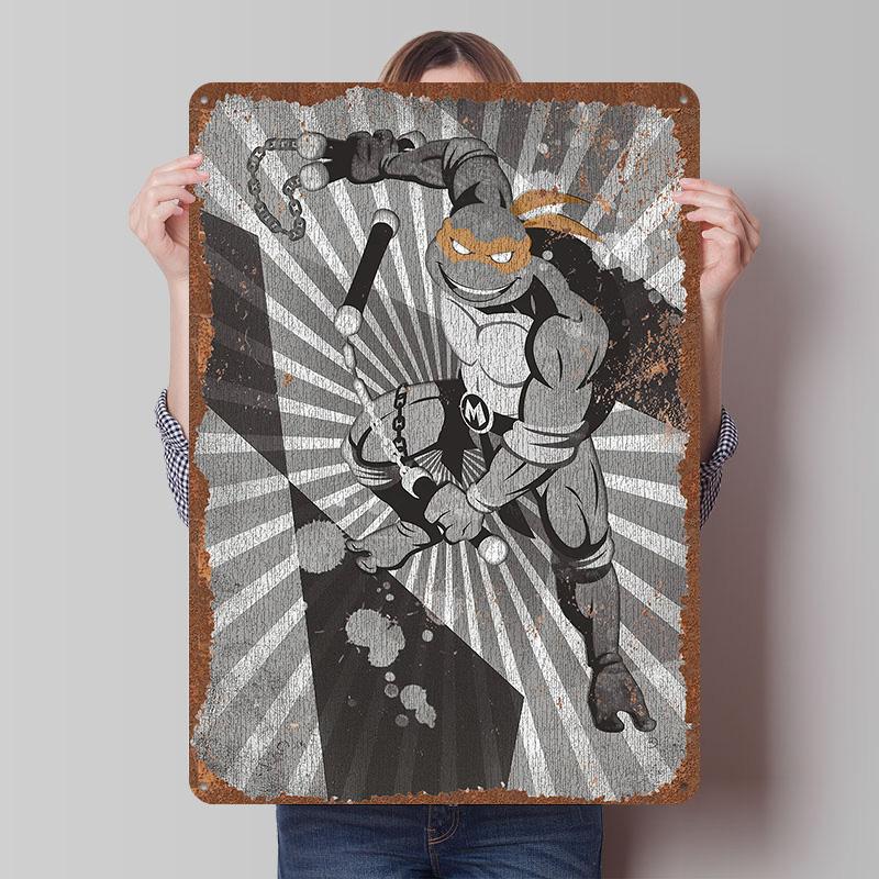 TMNT Tinplate Posters Customizable Wall Art Retro Vintage Metal Tin Signs for Bedroom Decoration Gaming Home Decor Accessories