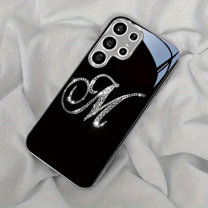 Krystaliczna litera M posrebrzane szklane etui na telefon odpowiednie do Samsung Galaxy S26 S25 S24 S22 S21 S20 FE/Ultra/Plus odporne na upadki