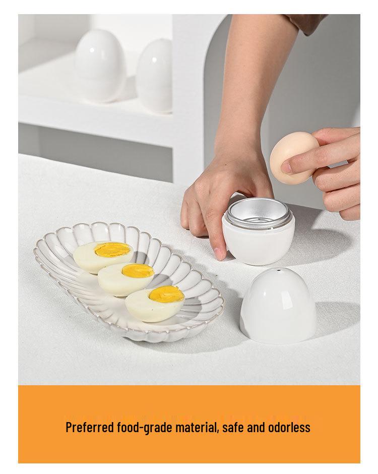 White Egg-Shaped 4-Egg Microwave Steamer Cooker