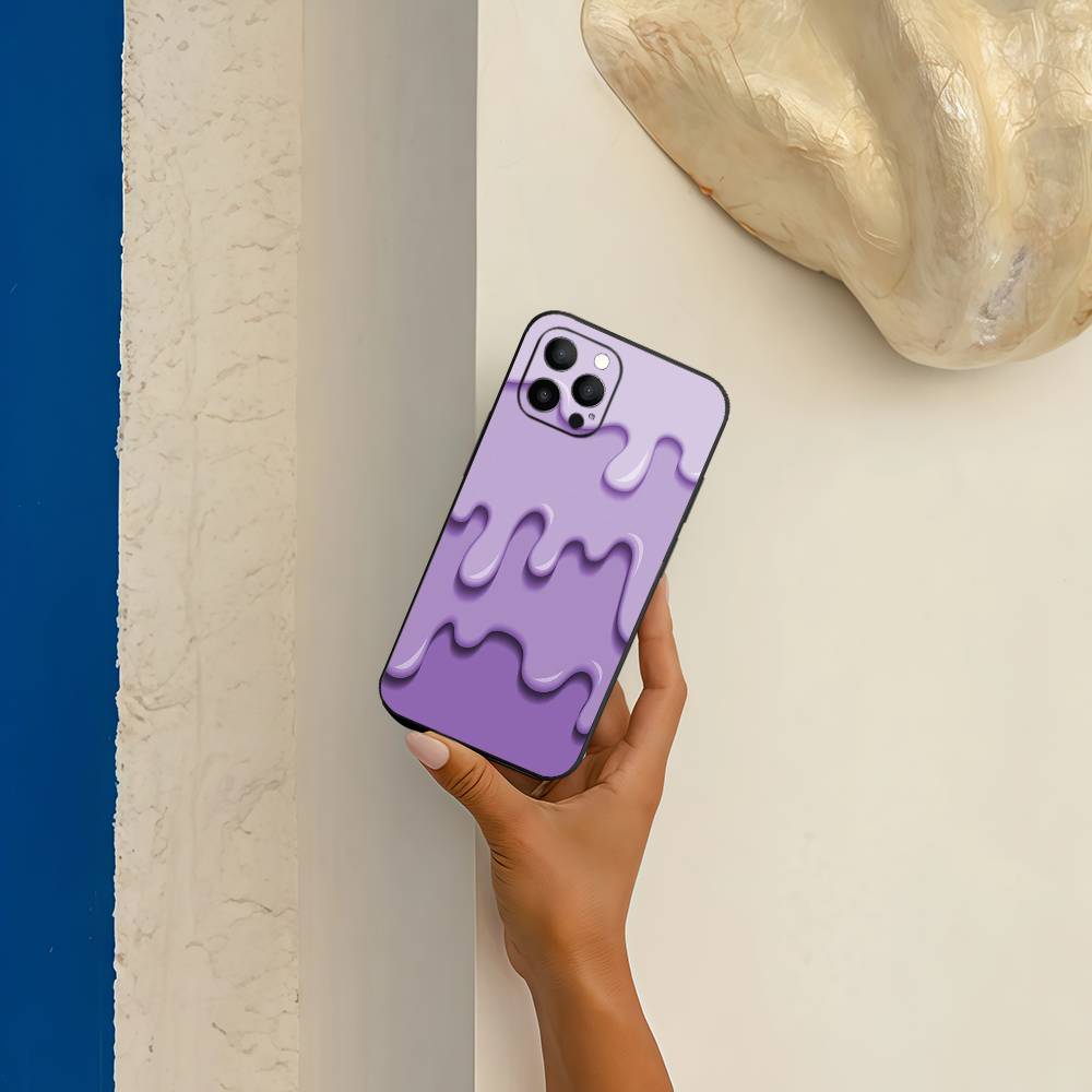 Purple Liquid Dripping Square Matte Silicone Case For Iphone17 Air 16 15 14 13 12 11 Pro Max Plus Matte Basic Cover Case
