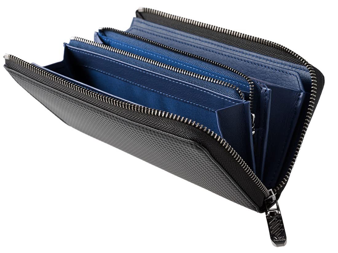 

Neu interesse Schatten Long Wallet Round 0701 Black x Navy 2.0 Zip-Around (L-Shaped Zipper)