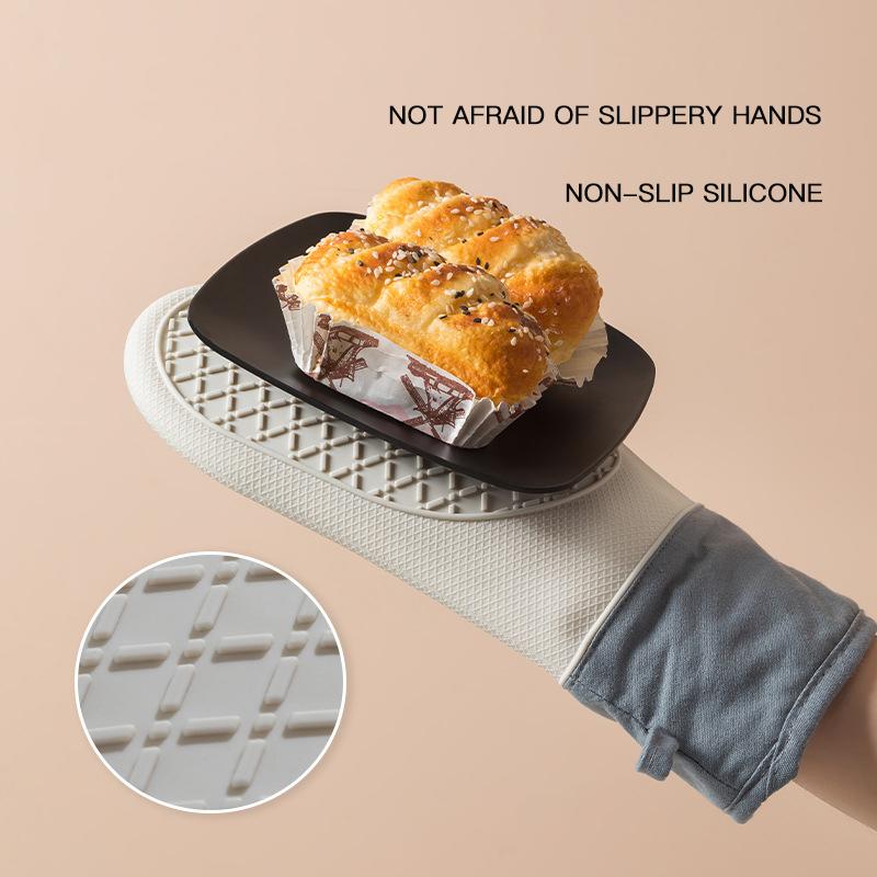 1/2pcs.Silicone insulated gloves thickened non-slip and high temperature oven gloves baking anti-scalding kitchen microwave oven