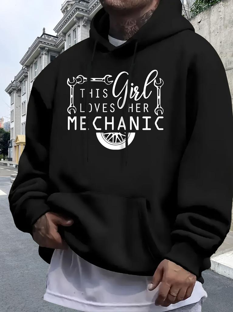 Casual Graphic Print hoodie Sweatshirt - "This Girl Loves Her Mechanic" Design