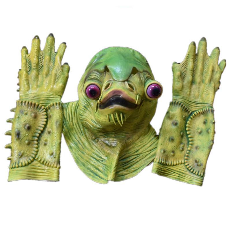 Halloween Latex Fish Monster Mask With Gloves For Costume Role Play And Horror Events