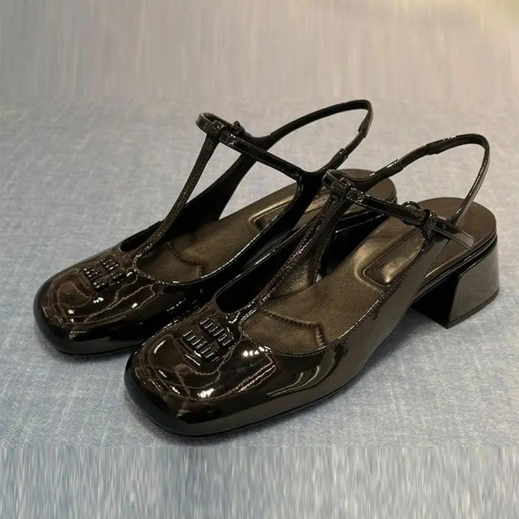 Blue Sandals for Woman Summer 2025 Women's Shoes with Medium Heels Pink Footwear Leather Square Comfort Trend Vip Sale Casual F