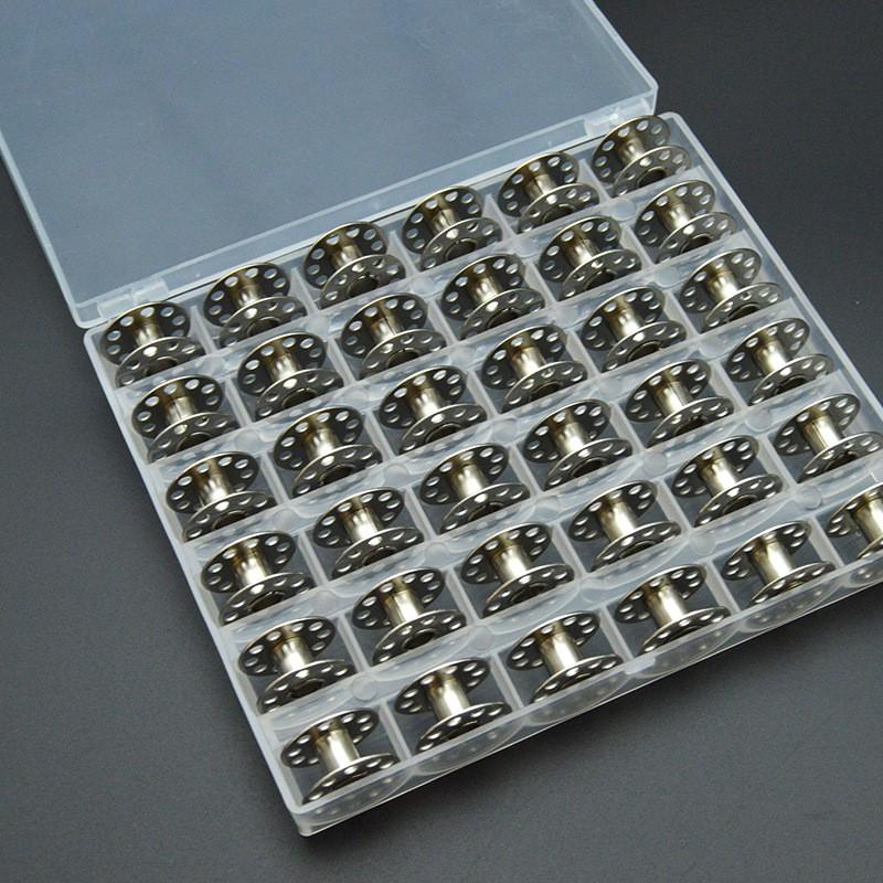 Transparent Plastic & Metal Bobbin Storage Box for Electric Sewing Machines - 5/6/5 Grid