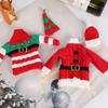 1Set Knitted Clothing Sweet Bottle Decoration Ambience Decoration Acrylic Christmas Red Striped Pattern Champagne Protector