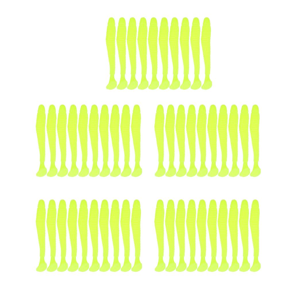 50PCS 5cm Soft Plastic Fishing Lures T tail Grub Worm Baits Fish Tackle Accessory Pink
