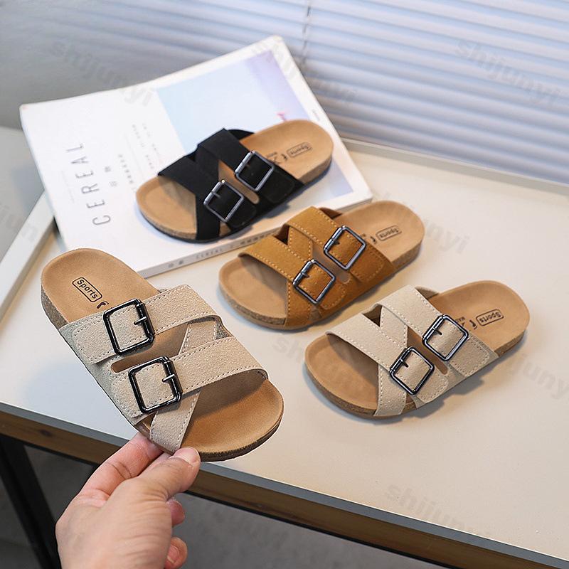 Children's Slippers Summer New Comfortable Non Slip Outdoor Fashion Boys Slippers Buckle Indoor Girls Kids Large Size 26-36
