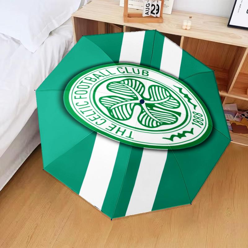 1PC Celtic Football Club Crest Printed Umbrella Folding umbrella, automatic umbrella 8-Frame for Travel, camping Fan gifts Christmas Gifts