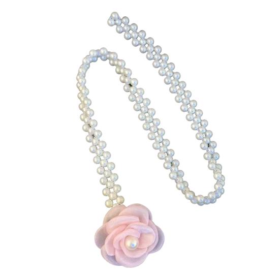 

Waist Chain Imitation Pearls 3D Flower Decor Waist Chain Adjustable Fit Retro Dress Waist Belt Special Occasions Accessory