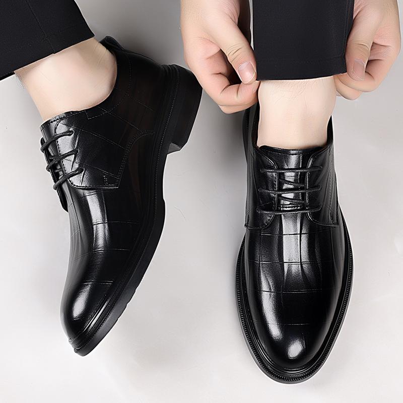 Fashion Brand Men's Business Wedding Party Formal Leather Shoes Soft Comfortable Non Slip Sole Casual Oxford Shoes Lace Up Driving Shoes