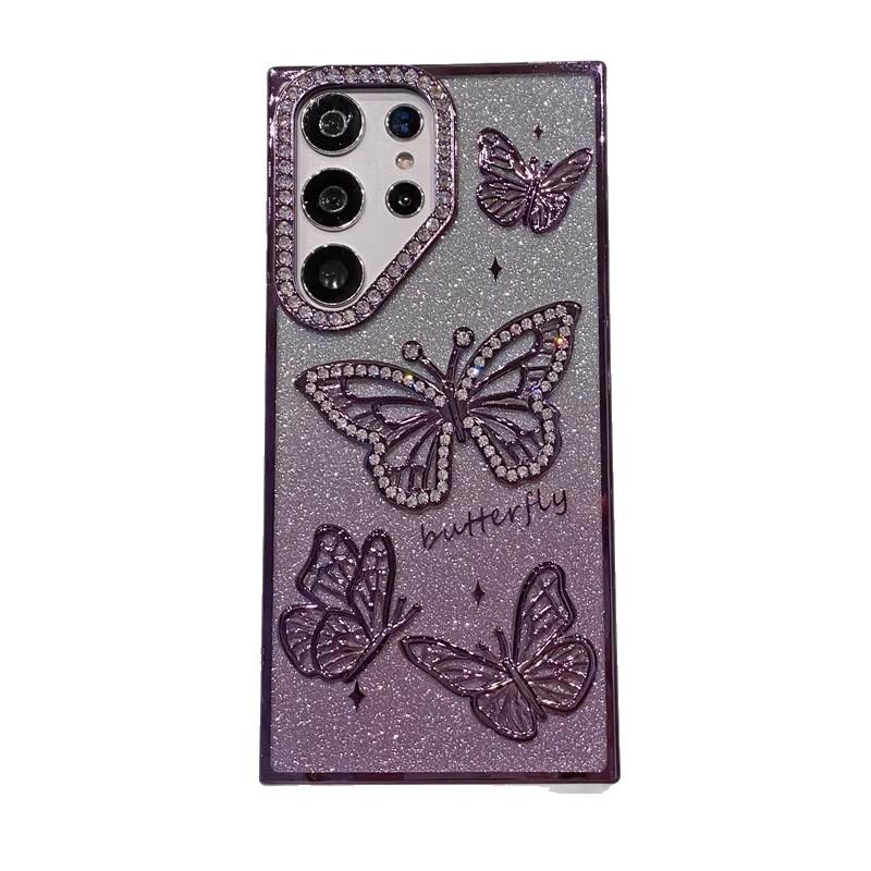 Applicable to Samsung S11UItra three-dimensional butterfly flash diamond electroplating mobile phone case S11 gradual change glitter A11 all-inclusive