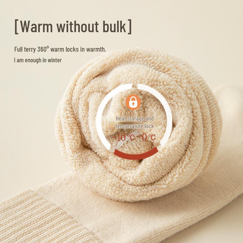 Women's Fleece-Lined Mid-Calf Socks - Thick, Warm Terry for Autumn/Winter