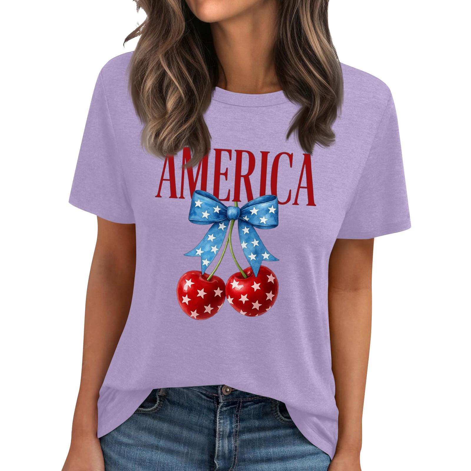 

Жіноча футболка з круглим вирізом, з принтом, з короткими рукавами XXL фіолетовий