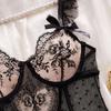 Perspective Underwear Seduction Hot Lace Embroidery Splicing Set Sex Tights Women