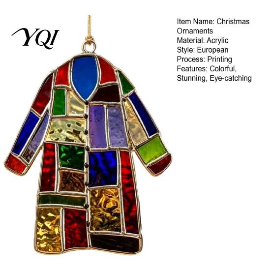 Colorful Patchwork Jacket Ornament Rainbow Colored Coat Christmas Ornament, 2D Acrylic Decorative Holiday Garlands Tree Hanging Decoration for