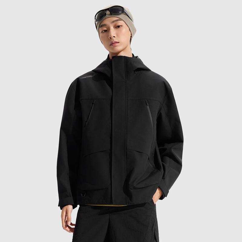 Li Ning CF Outdoor Softshellová bunda s dlouhým rukávem Větruodolná Ultralehká Voděodolná Pánské bundy AJDV283-1