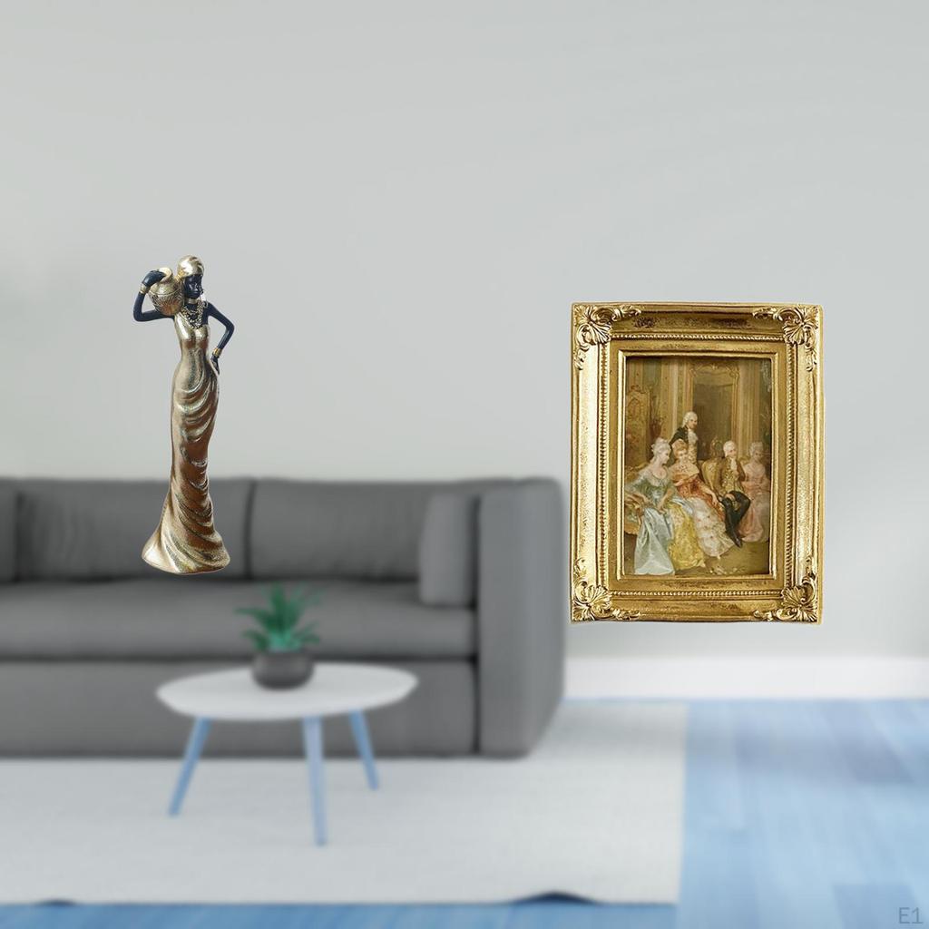 Vintage Tribal Lady Resin Sculpture Ornament And Glass Front Photo Frame Holder for Desk Cabinet