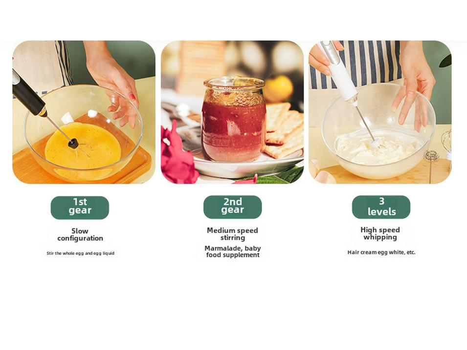 Wireless Electric Handheld Egg Beater & Milk Frother for Cream, Cake, Coffee, Baking